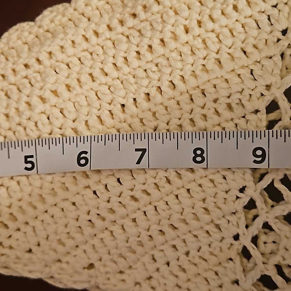 Hand Crafted Crochet Crop-Top Handmade Fishnet Swim Design Cream Summer Layer OS - Picture 14 of 17